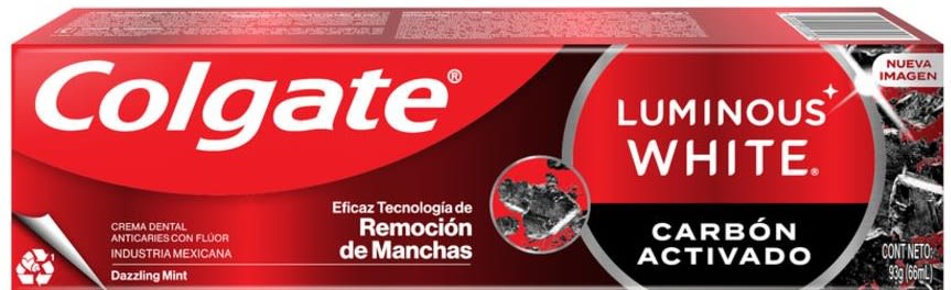 COLGATE PASTA DENTAL 90 GR LUMINOUS WHITE CARBÓN ACTIVADO2