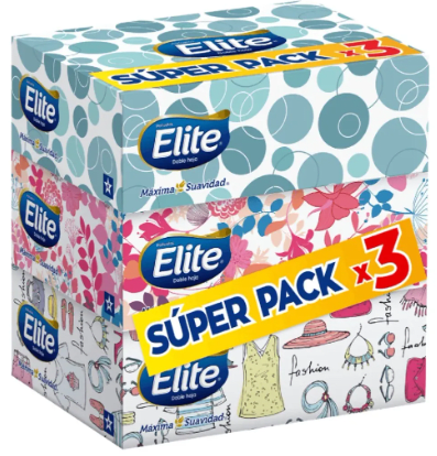 ELITE PAÑUELO FACIAL DOBLE HOJA PACK 3 CAJAS DE 90 UN1