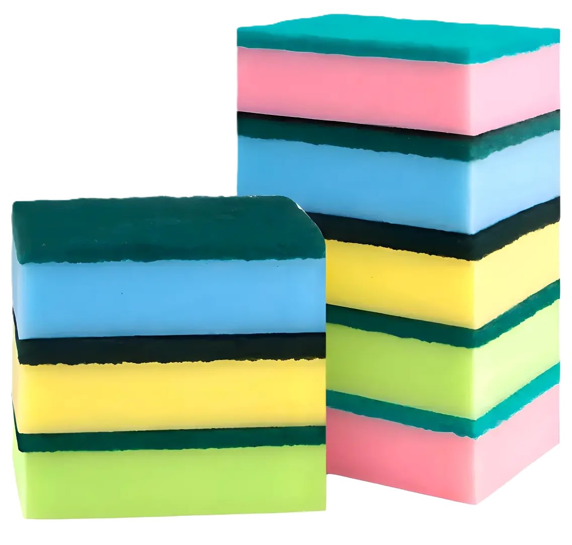 ESPONJA COCINA LISA CON FIBRA ABRASIVA COLORES1