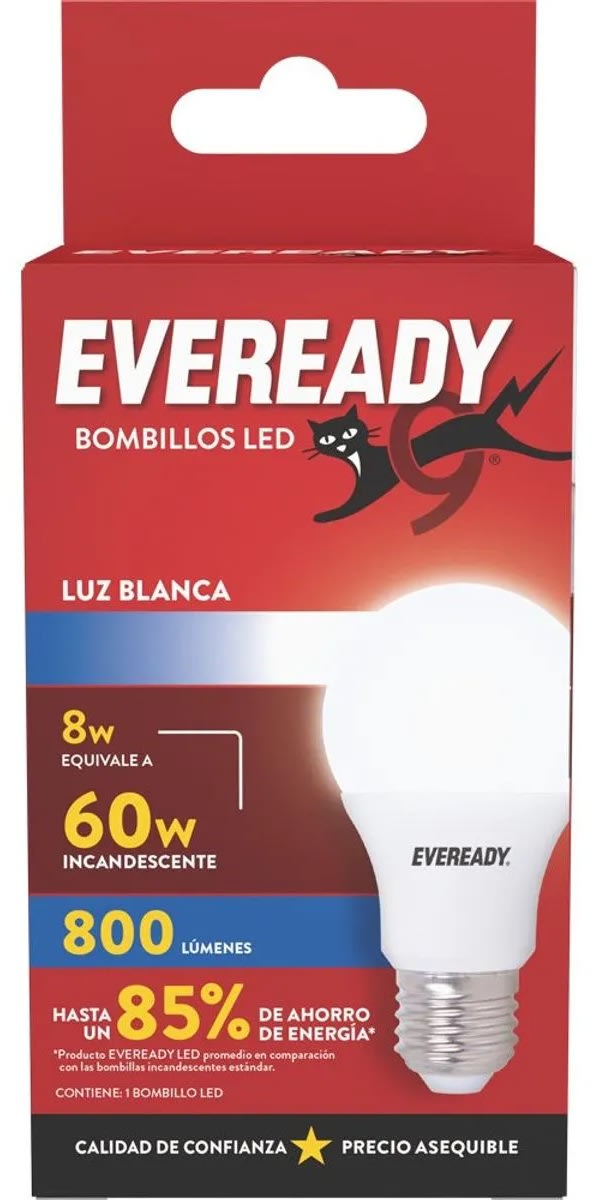EVEREADY AMPOLLETA LED E27 8W LUZ FRÍA1