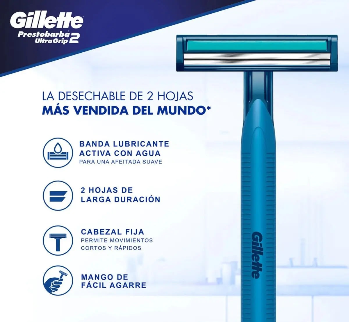 GILLETE MÁQUINA AFEITAR 2 HOJAS BLUE ULTRAGRIP2