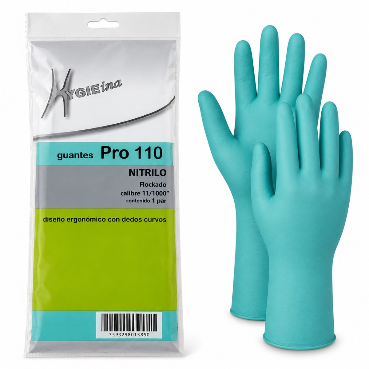 HYGIEINA GUANTE VERDE NITRILO TALLA 9-L1
