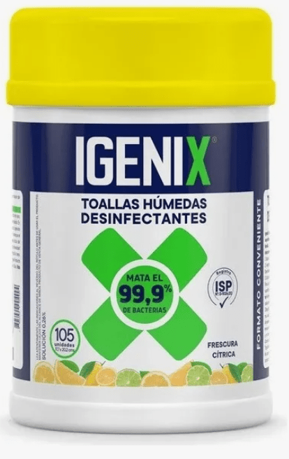 IGENIX DESINFECTANTE TOALLAS HUMMEDAS 105 UN FRASCO1