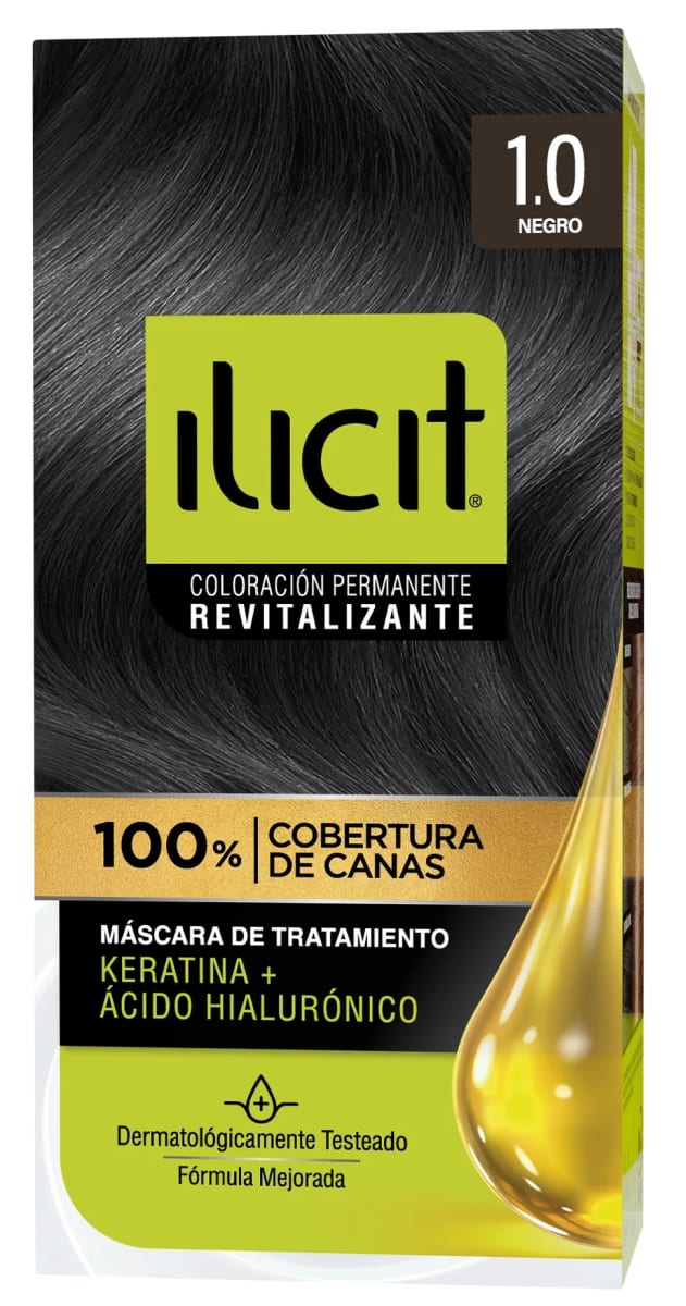 ILICIT TINTURA CAPILAR KERATINA + ÁC. HIALURÓNICO 1.0 NEGRO1