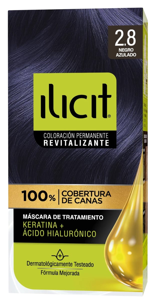 ILICIT TINTURA CAPILAR KERATINA + ÁC HIALURÓNICO 2.8 NEGRO AZULADO1