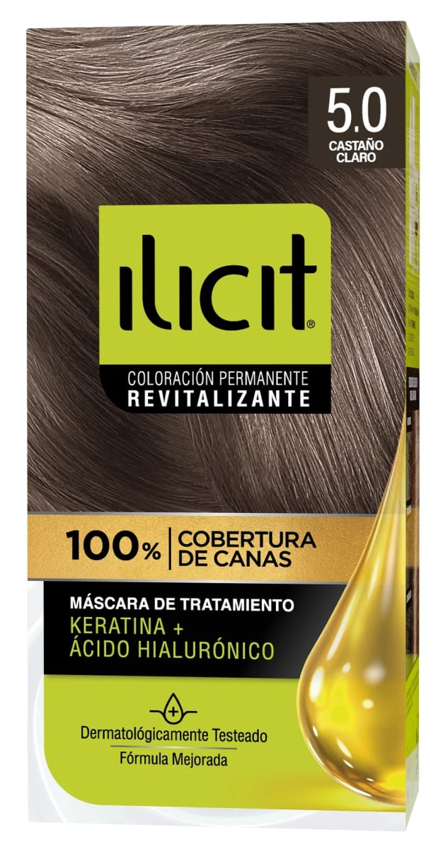 ILICIT TINTURA CAPILAR KERATINA + ÁC. HIALURÓNICO 5.0 CASTAÑO CLARO1