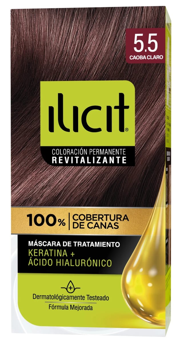 ILICIT TINTURA CAPILAR KERATINA + ÁC. HIALURÓNICO 5.5 CAOBA CLARO1