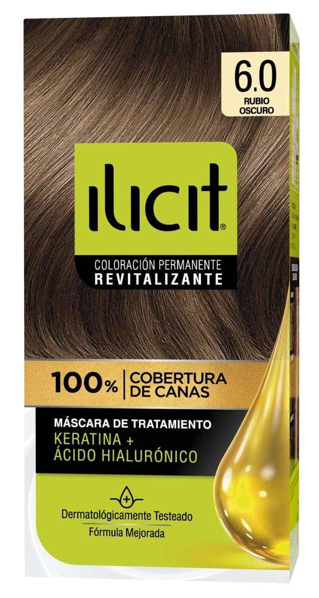 ILICIT TINTURA CAPILAR KERATINA + ÁC. HIALURÓNICO 6.0 RUBIO OSCURO1