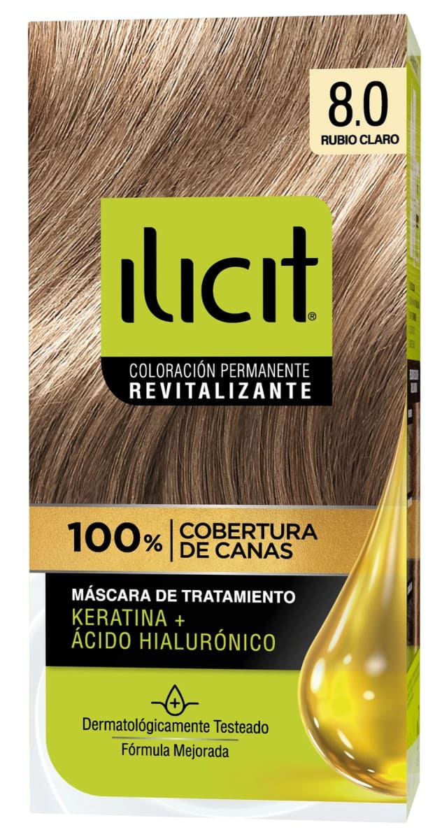 ILICIT TINTURA CAPILAR KERATINA + ÁC. HIALURÓNICO 8.0 RUBIO CLARO1