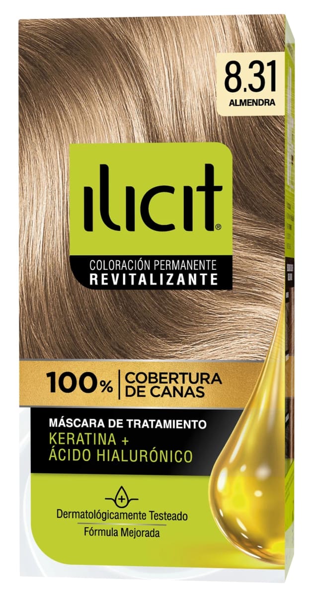 ILICIT TINTURA CAPILAR KERATINA + ÁC. HIALURÓNICO 8.31 ALMENDRA1