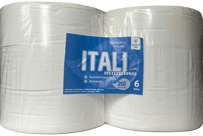 ITALI PAPEL HIGIÉNICO 250 MTS DOBLE HOJA PACK 6 ROLLOS1