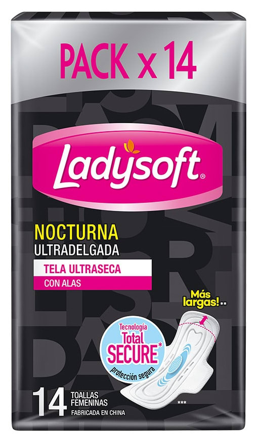 LADYSOFT TOALLA HIGIÉNICA NOCTURA 14 UN TELA ULTRA DELGADA1