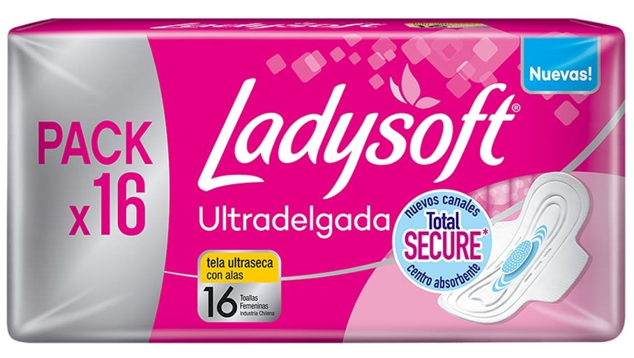 LADYSOFT TOALLA HIGIÉNICA 16 UN ULTRADELGADA CON ALAS1