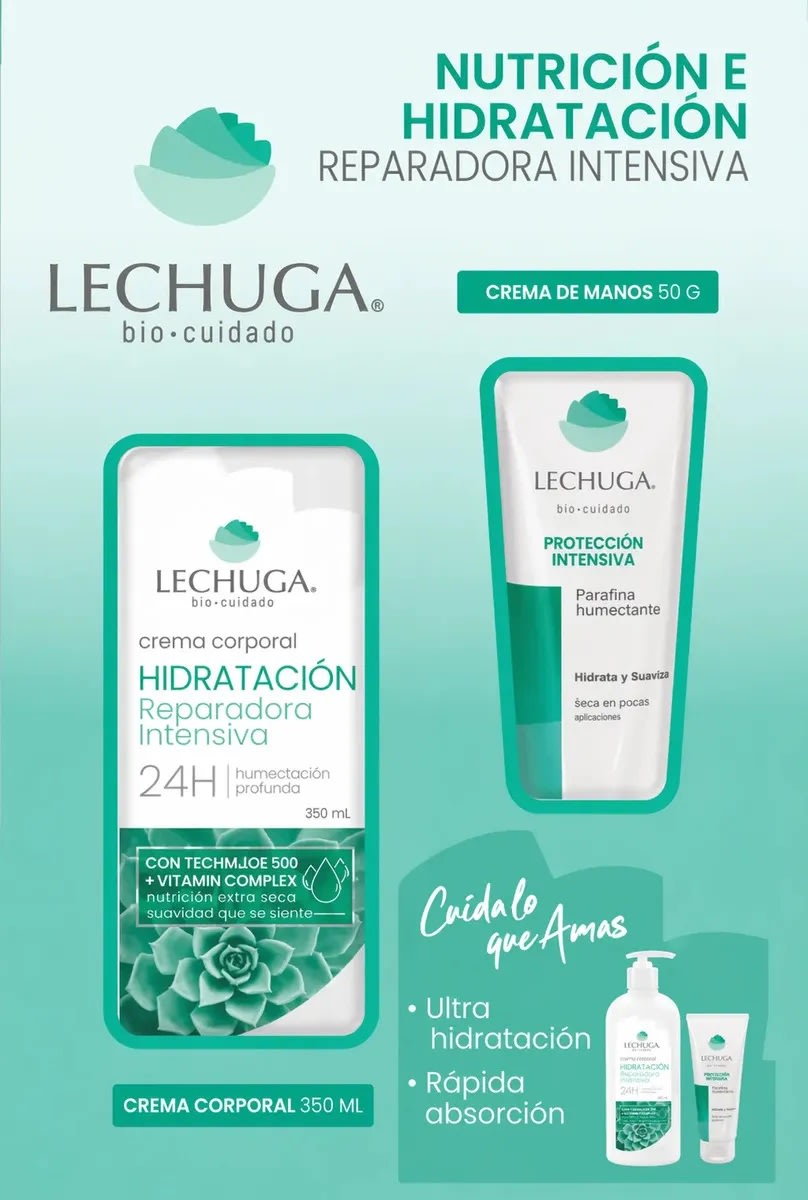 ESTUCHE LECHUGA CREMA CORPORAL 350 ML HIDRATACIÓN + CREMA DE MANOS 50 GR1