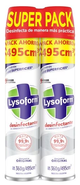 LYSOFORM DESINFECTANTE SPRAY 495 CC PACK 2 UN ORIGINAL1
