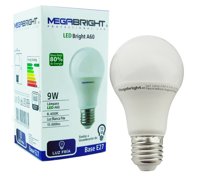 MEGABRIGHT AMPOLLETA LED E27 9 W LUZ FRÍA1