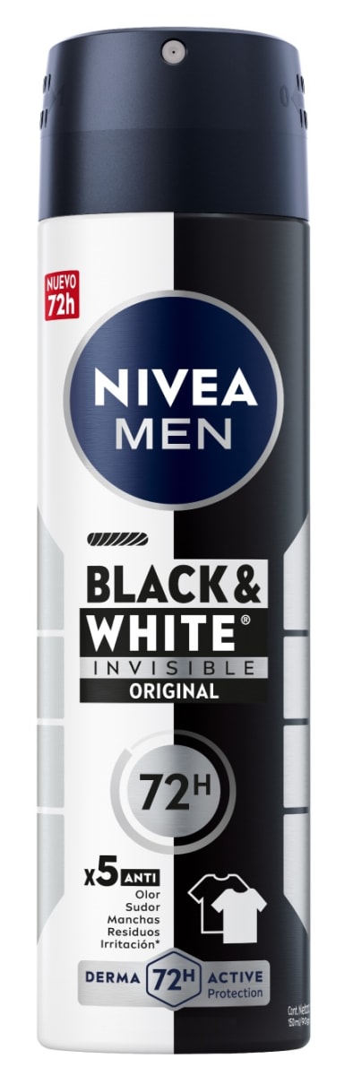 NIVEA MEN DESODORANTE SPRAY 150 ML BLACK WHITE INVISIBLE ORIGINAL 72 HR1
