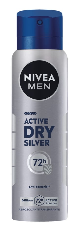 NIVEA MEN DESODORANTE SPRAY 150 ML ACTIVE DRY SILVER 72 HR1