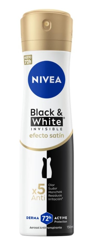 NIVEA DESODORANTE SPRAY 150 ML BLACK WHITE INVISIBLE EFECTO SATÍN1