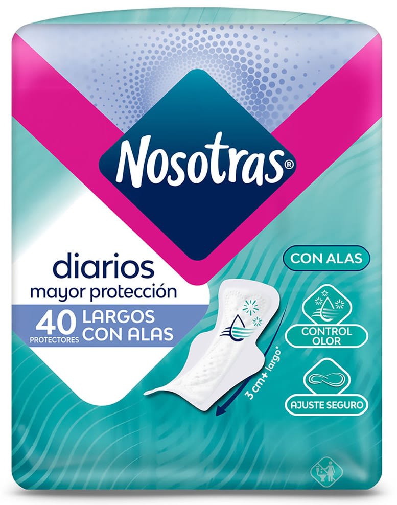 NOSOTRAS PROTECTOR DIARIO 40 UN LARGO CON ALAS TELA EXTRA SUAVE1