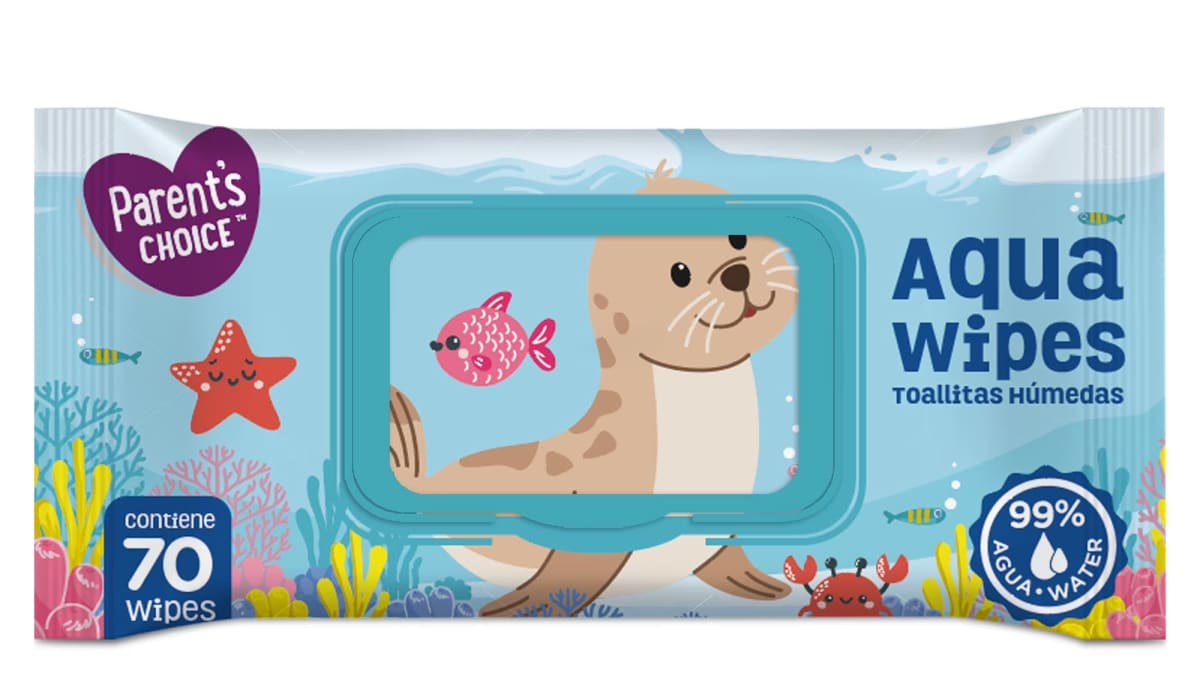 PARENT´S CHOICE AQUA TOALLA HÚMEDA 70 UN 99% AGUA CON TAPA PLÁSTICA1