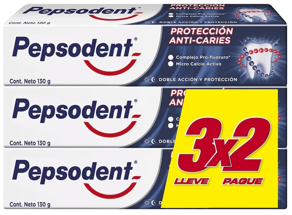 PEPSODENT PASTA DENTAL PACK 3 UN 130 GR PROTECCIÓN ANTI-ANTICARIES1