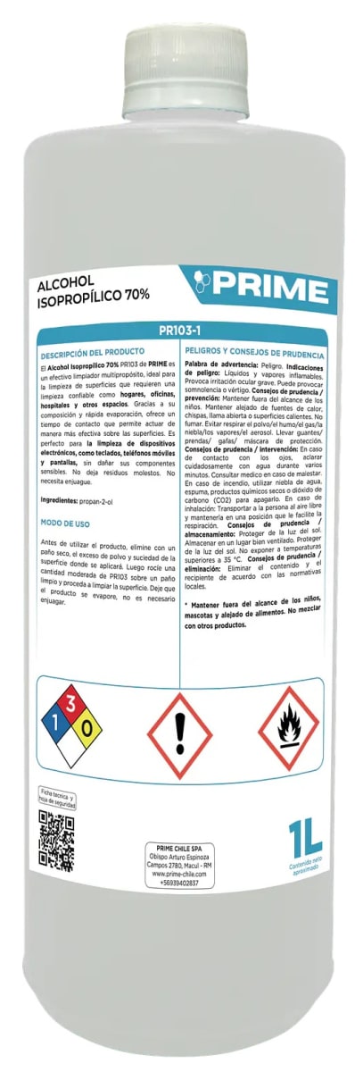 PRIME ALCOHOL ISOPROPÍLICO 70% 1 LT1