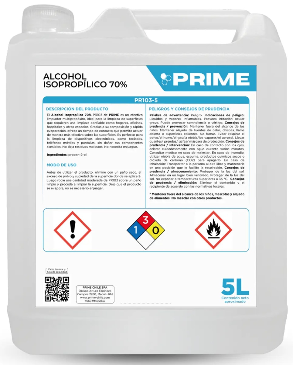 PRIME ALCOHOL ISOPROPÍLICO 70% 5 LT1
