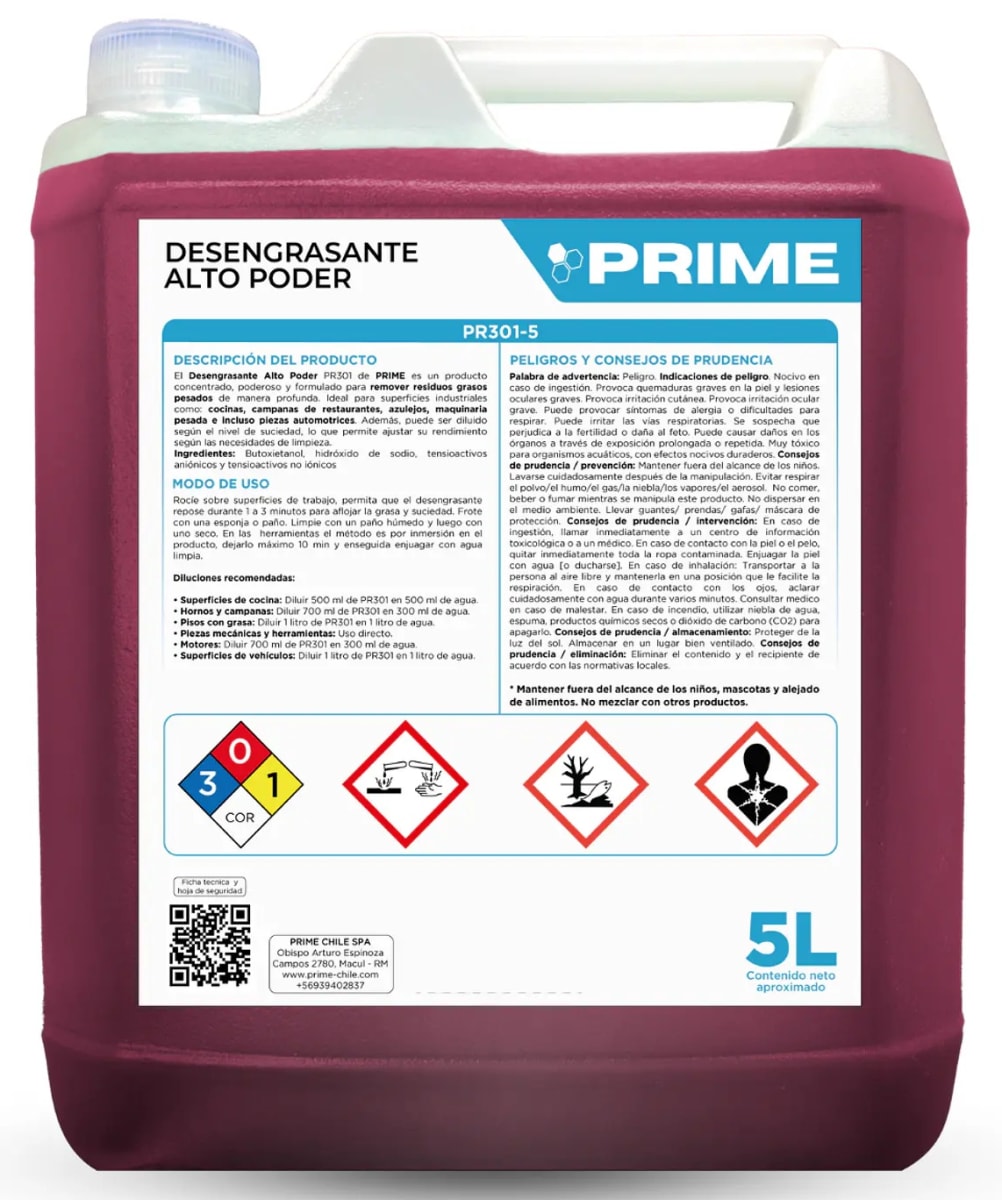 PRIME DESENGRASANTE ALTO PODER 5 LT1