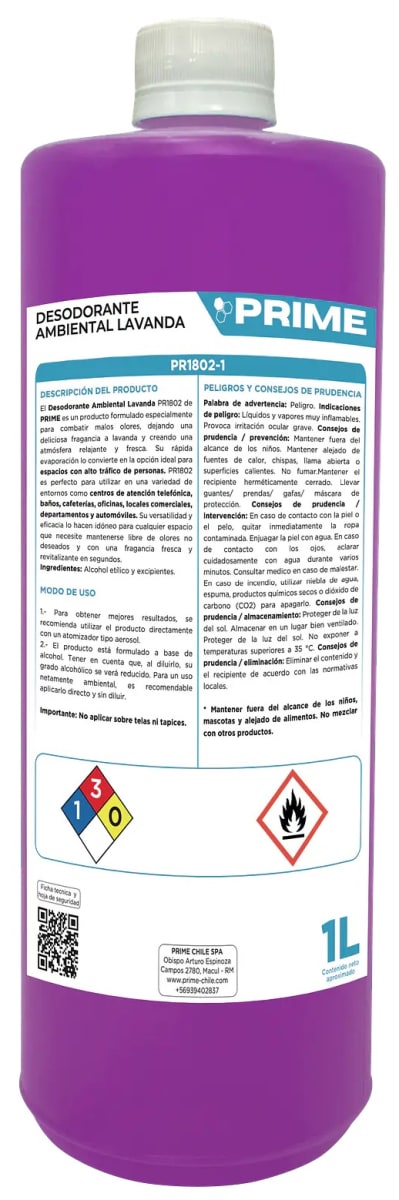 PRIME DESODORANTE AMBIENTAL LÍQUIDO 1 LT LAVANDA1