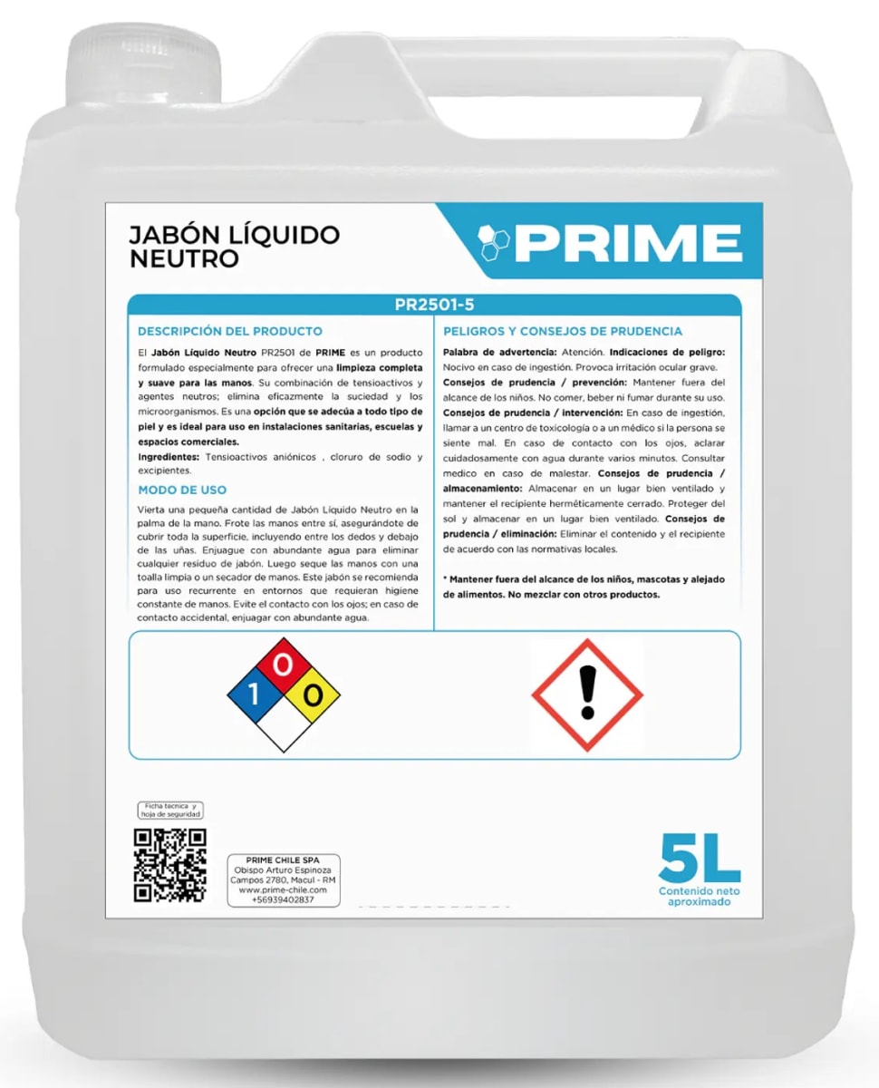 PRIME JABÓN LÍQUIDO NEUTRO 5 LT1