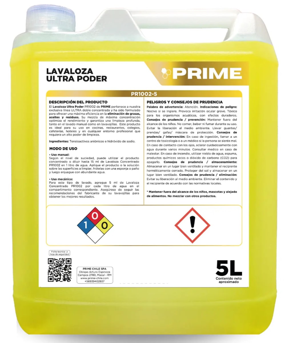 PRIME LAVALOZA CONCENTRADO ULTRA PODER 5 LT1
