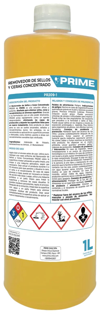 PRIME REMOVEDOR DE SELLOS Y CERAS CONCENTRADO 1 LT1