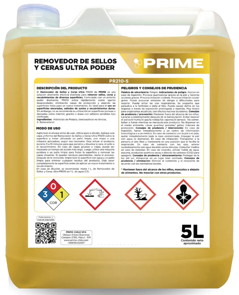 PRIME REMOVEDOR DE SELLOS Y CERA ULTRA CONCENTRADO 5 LT1