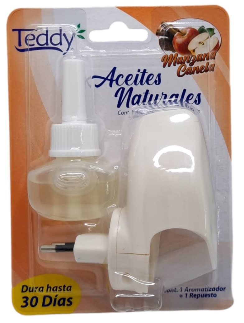 TEDDY DESODORANTE ELÉCTRICO APARATO + REPUESTO 21 ML MANZANA CANELA2
