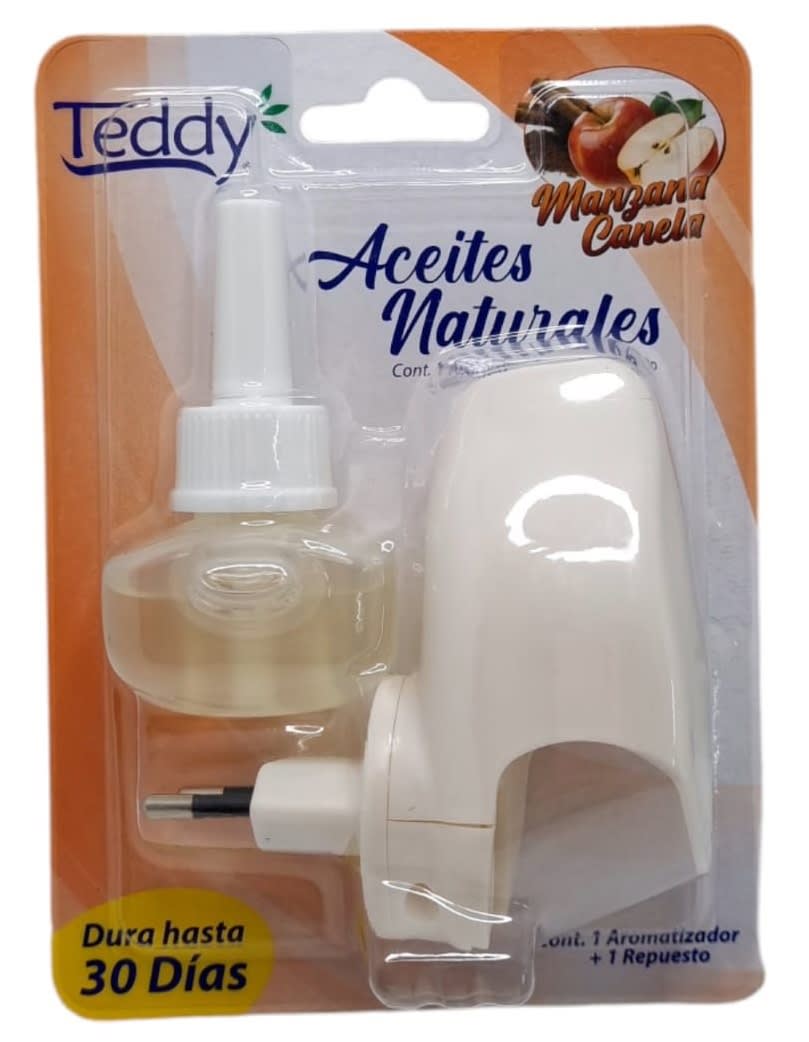 TEDDY DESODORANTE ELÉCTRICO APARATO + REPUESTO 21 ML MANZANA CANELA1
