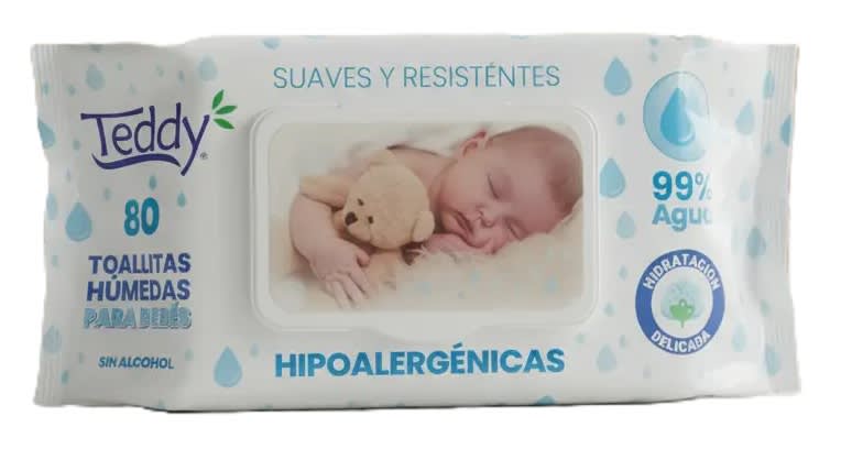 TEDDY TOALLA HÚMEDA HIPOALERGÉNICA 99% AGUA 80 UN CON TAPA1