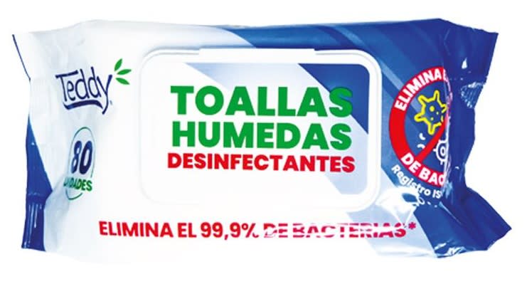TEDDY TOALLA HÚMEDA DESINFECTANTE 80 UNID CON ISP2