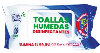 TEDDY TOALLA HÚMEDA DESINFECTANTE 80 UNID CON ISP1
