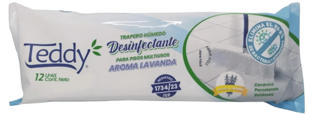 TEDDY TRAPERO HÚMEDO 12 UN 40X60 CMS LAVANDA DESINFECTANTE1