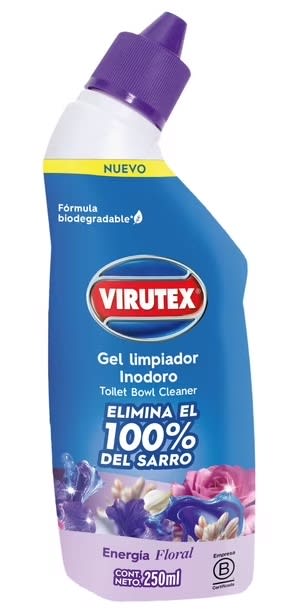 VIRUTEX GEL LIMPIADOR INODORO 250 ML ENERGÍA FLORAL1