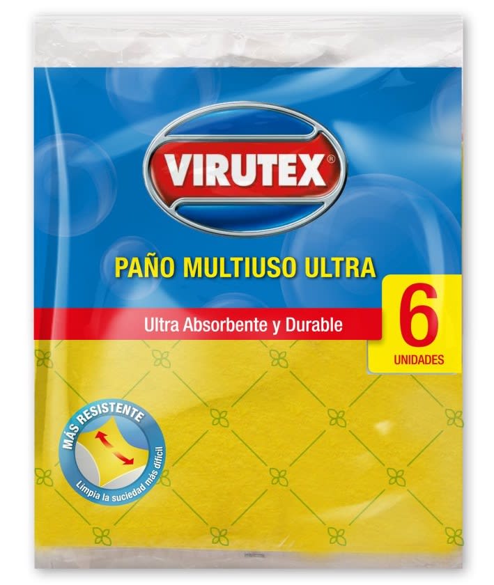 VIRUTEX PAÑO AMARILLO MULTIUSO ULTRA ABSORBENTE 6 UN1