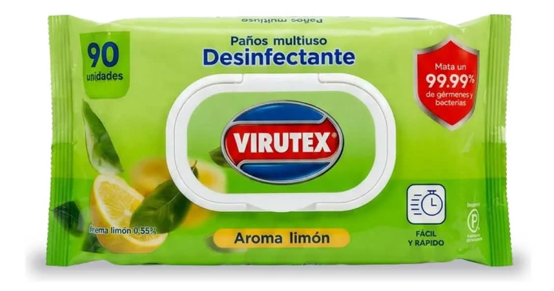 VIRUTEX TOALLA HÚMEDA DESINFECTANTE 90 UN C/TAPA1