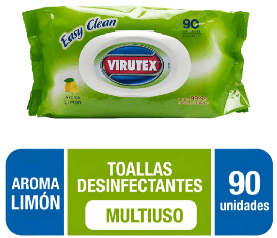 VIRUTEX TOALLA HÚMEDA DESINFECTANTE 90 UN C/TAPA1