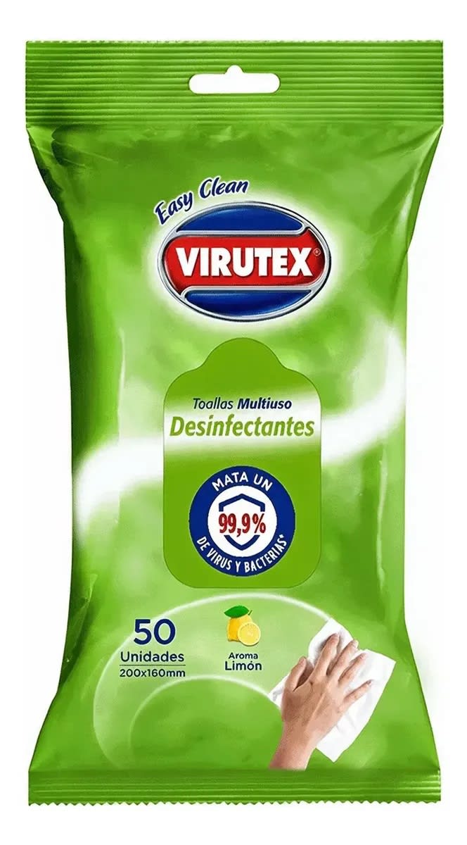 VIRUTEX TOALLA HÚMEDA DESINFECTANTE 50 UN LIMÓN1