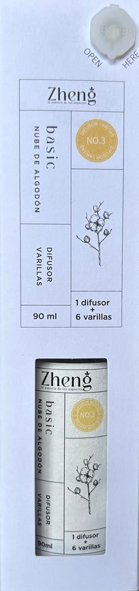 ZHENG DIFUSOR AROMÁTICO 90 ML NUBE DE ALGODÓN 6 VARILLAS1