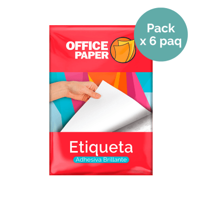 Etiqueta Brillante 25 Hojas A4 x6 Paquetes