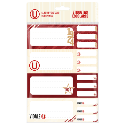 Etiquetas Escolares Universitario de Deportes (Crema y Granate)