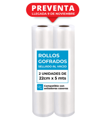 PACK 2 ROLLOS GOFRADOS 22 CM X 5 MTS2