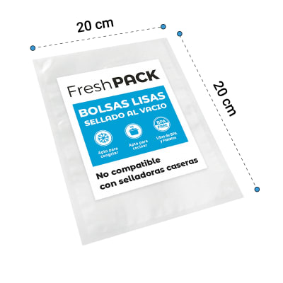 Pack 100 Bolsas Vacío Lisas 90 Micras 20x20 cm